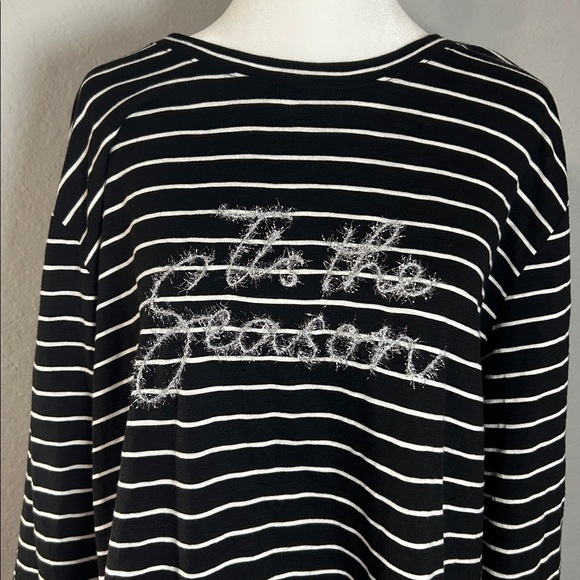 Talbots Women  Black and White Striped Top NEW Size 2X - Picture 3 of 16
